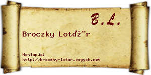 Broczky Lotár névjegykártya